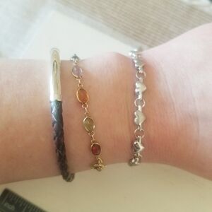 10K White Gold Hearts Bracelet